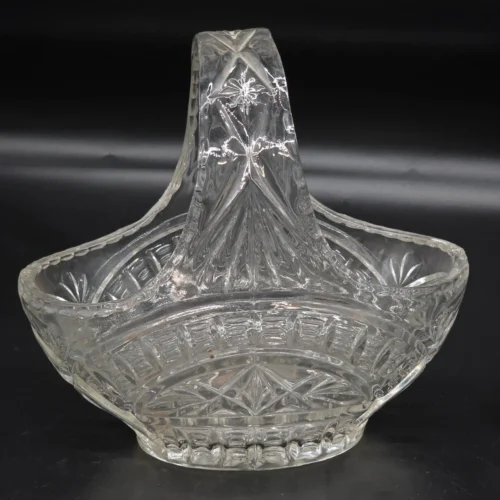 Koszyk patera szkło prasowane vintage dekoracja kwiaty 23 cm