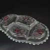 Szklana patera kabaret z motywem róż 30x20 cm
