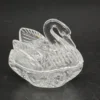 Szklany pojemnik łabędź maselnica bomboniera szkło vintage 10 cm