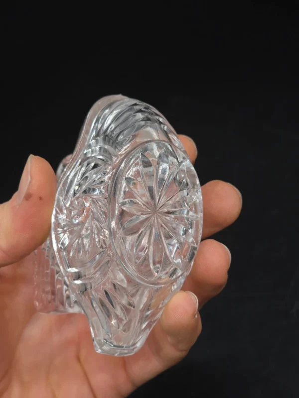 Szklany pojemnik łabędź maselnica bomboniera szkło vintage 10 cm