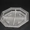 Szklana patera dzielona kabaret Art Deco grube szkło 24 cm