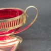 Sosjerka konfituriera rubinowa w złotej oprawie z łyżeczką 18 cm