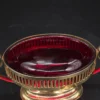 Sosjerka konfituriera rubinowa w złotej oprawie z łyżeczką 18 cm