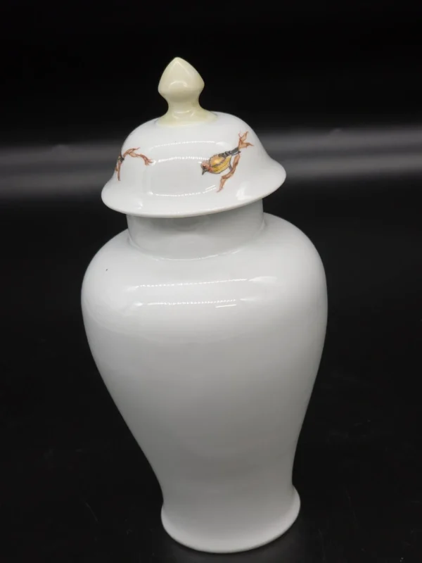 Porcelanowa waza z pokrywką motyw ptaka Szczygieł 24 cm