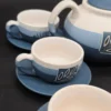 Serwis do herbaty ceramiczny niebieski zestaw 6 osób imbryk