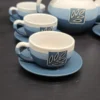 Serwis do herbaty ceramiczny niebieski zestaw 6 osób imbryk