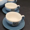 Serwis do herbaty ceramiczny niebieski zestaw 6 osób imbryk