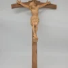 Duży drewniany krzyż rzeźba Chrystusa rękodzieło ludowe 72 cm