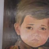 Portret płaczącego chłopca obraz na płycie drewnianej 50x70 cm