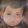 Portret płaczącego chłopca obraz na płycie drewnianej 50x70 cm