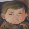 Portret płaczącego chłopca obraz na płycie drewnianej 50x70 cm