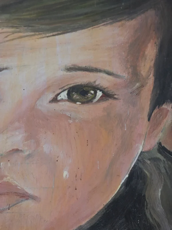 Portret płaczącego chłopca obraz na płycie drewnianej 50x70 cm