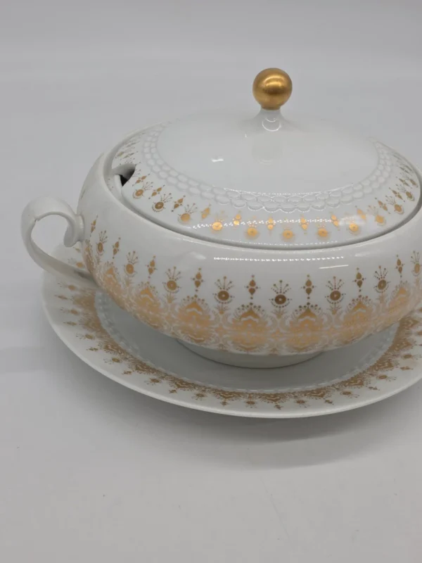 Waza do zupy z paterą Hutschenreuther Tirschenreuth złocona porcelana