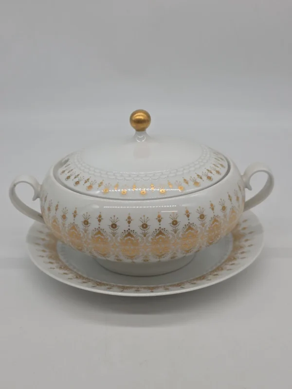 Waza do zupy z paterą Hutschenreuther Tirschenreuth złocona porcelana