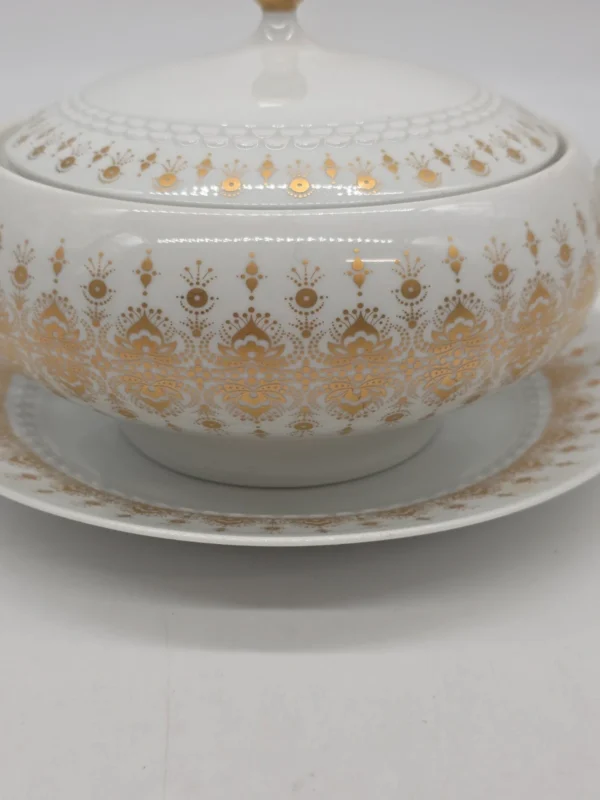Waza do zupy z paterą Hutschenreuther Tirschenreuth złocona porcelana