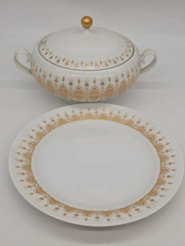Waza do zupy z paterą Hutschenreuther Tirschenreuth złocona porcelana