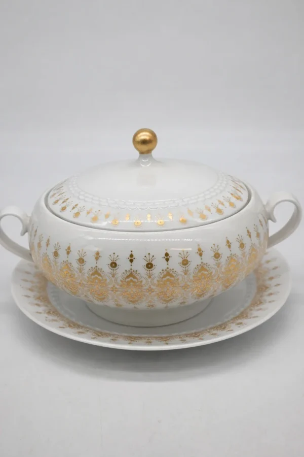 Waza do zupy z paterą Hutschenreuther Tirschenreuth złocona porcelana