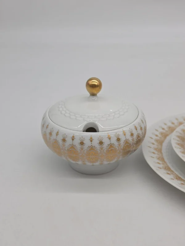 Serwis do kawy Hutschenreuther Tirschenreuth porcelana złocona komplet 5 el.