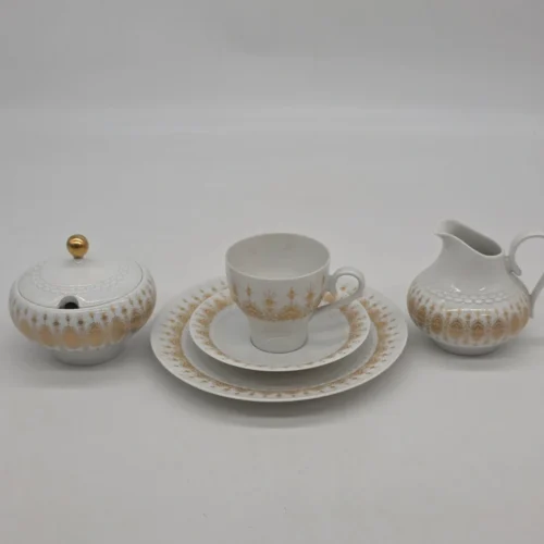 Serwis do kawy Hutschenreuther Tirschenreuth porcelana złocona komplet 5 el.