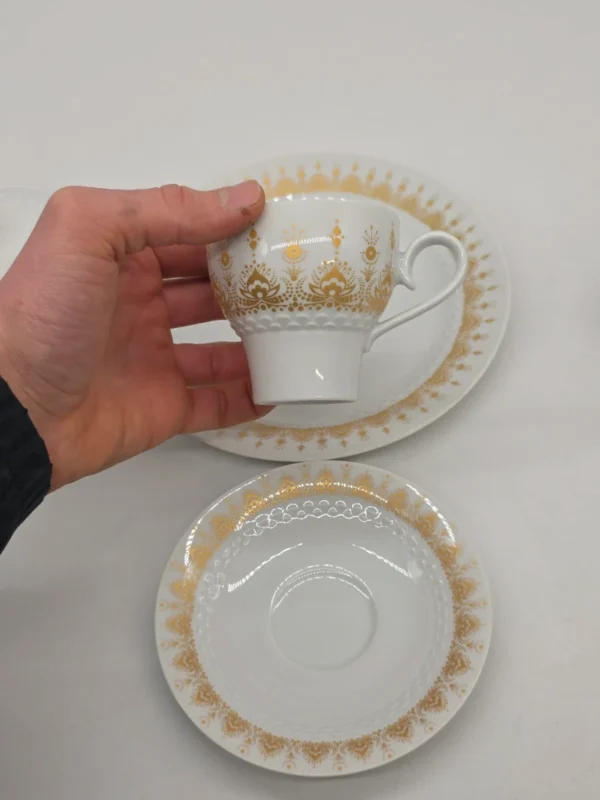 Serwis do kawy Hutschenreuther Tirschenreuth porcelana złocona komplet 5 el.