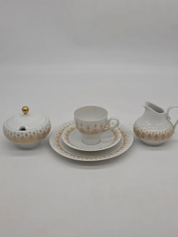 Serwis do kawy Hutschenreuther Tirschenreuth porcelana złocona komplet 5 el.