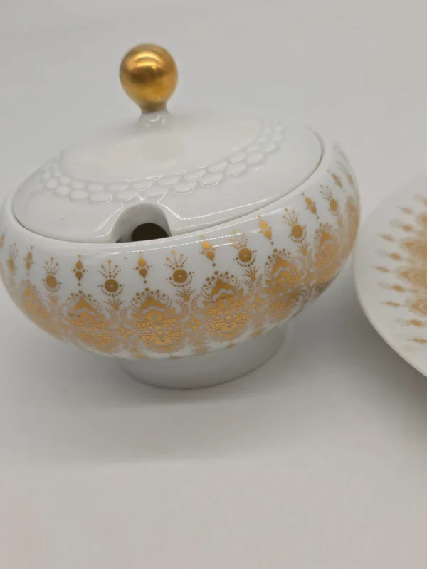 Serwis do kawy Hutschenreuther Tirschenreuth porcelana złocona komplet 5 el.