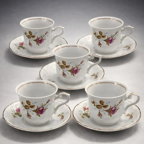 Serwis kawowy Wawel porcelana róże komplet dla 5 osób 10 elementów