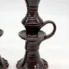 Para świeczników ceramicznych brązowe z rączką PRL 20 cm