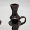 Para świeczników ceramicznych brązowe z rączką PRL 20 cm