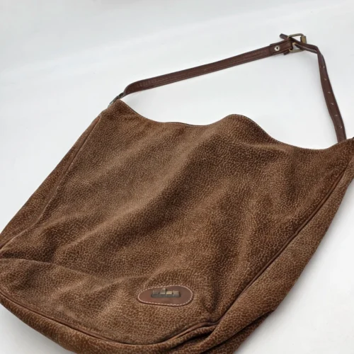 Brązowa torebka hobo The Best duża safari vintage zamszowa struktura
