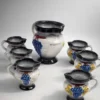Ceramiczny zestaw do wina Ascona dzbanek i 6 kubków relief winogrona
