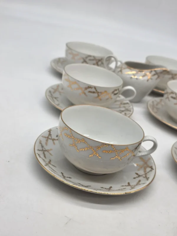 Bavaria Gold Lattice porcelanowy zestaw kawowy 6 osób 13 elementów