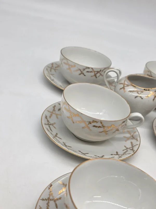 Bavaria Gold Lattice porcelanowy zestaw kawowy 6 osób 13 elementów