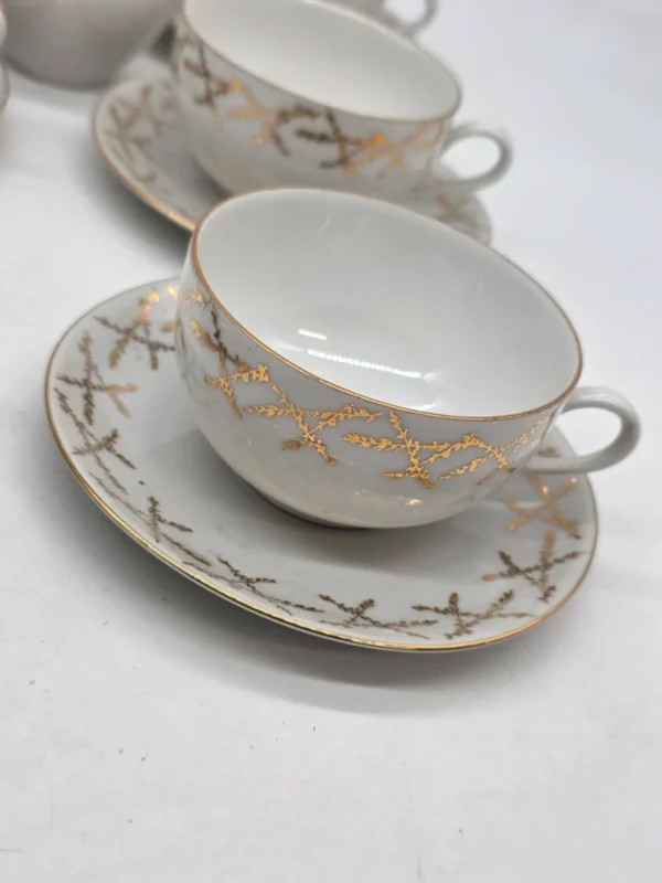 Bavaria Gold Lattice porcelanowy zestaw kawowy 6 osób 13 elementów