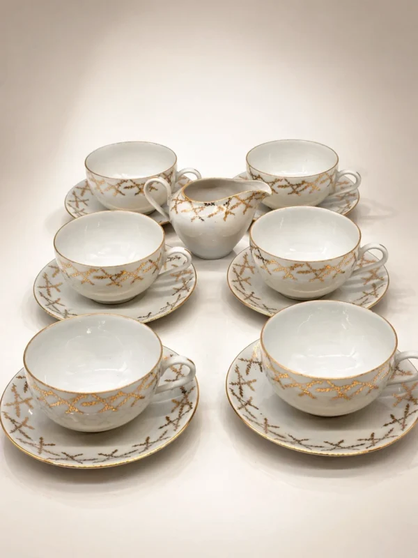 Bavaria Gold Lattice porcelanowy zestaw kawowy 6 osób 13 elementów