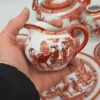 Japoński serwis do herbaty porcelana jajeczna Gejsze litofania 20 el