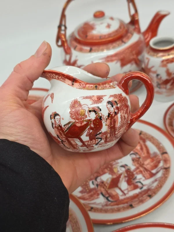 Japoński serwis do herbaty porcelana jajeczna Gejsze litofania 20 el