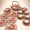 Japoński serwis do herbaty porcelana jajeczna Gejsze litofania 20 el