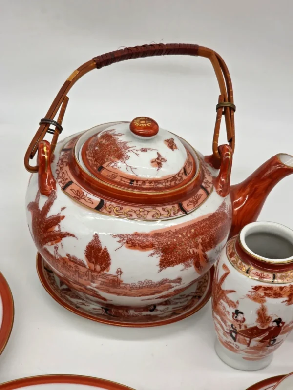 Japoński serwis do herbaty porcelana jajeczna Gejsze litofania 20 el