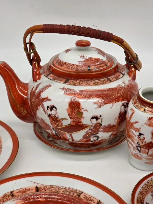 Japoński serwis do herbaty porcelana jajeczna Gejsze litofania 20 el