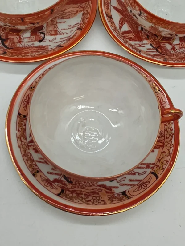 Japoński serwis do herbaty porcelana jajeczna Gejsze litofania 20 el