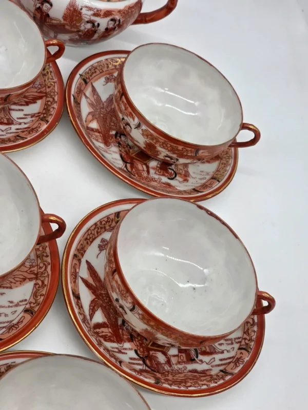 Japoński serwis do herbaty porcelana jajeczna Gejsze litofania 20 el
