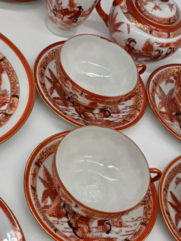 Japoński serwis do herbaty porcelana jajeczna Gejsze litofania 20 el