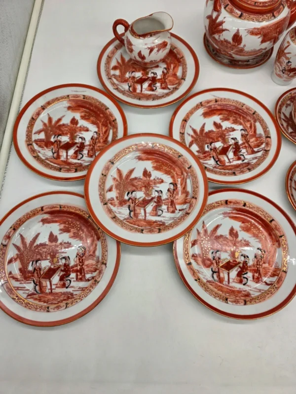 Japoński serwis do herbaty porcelana jajeczna Gejsze litofania 20 el