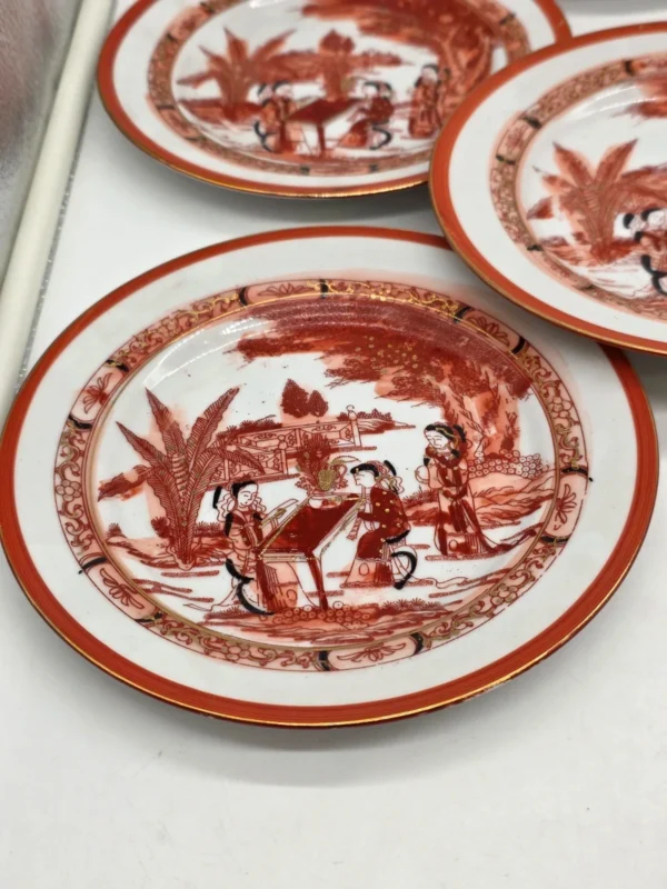 Japoński serwis do herbaty porcelana jajeczna Gejsze litofania 20 el