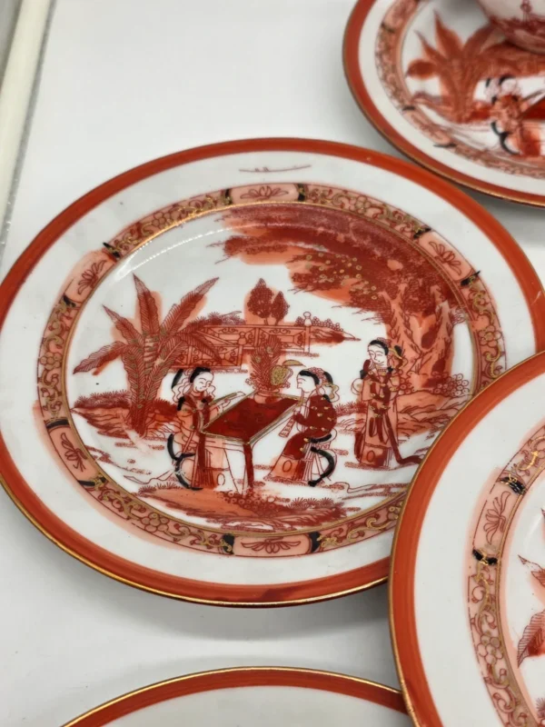Japoński serwis do herbaty porcelana jajeczna Gejsze litofania 20 el