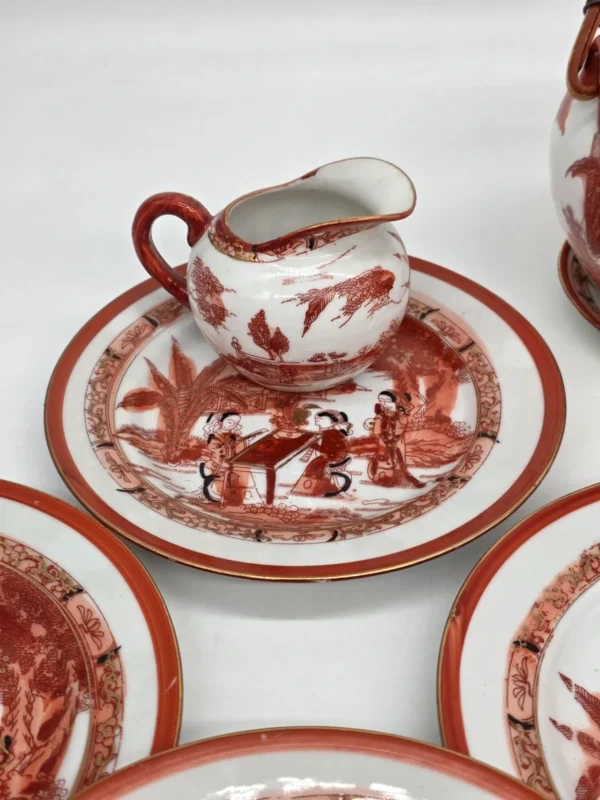 Japoński serwis do herbaty porcelana jajeczna Gejsze litofania 20 el