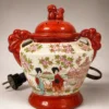 Japońska lampa porcelanowa zapachowa Gejsze Pies Fu styl Kutani