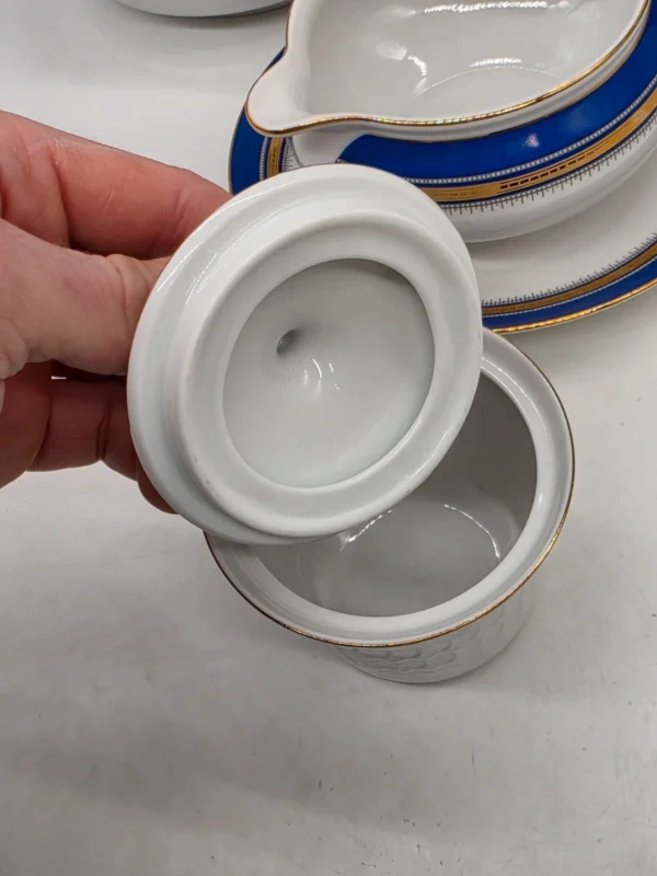 Seltmann Weiden Patricia Bavaria porcelana kobalt złoto zestaw waza sosjerka