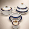 Seltmann Weiden Patricia Bavaria porcelana kobalt złoto zestaw waza sosjerka
